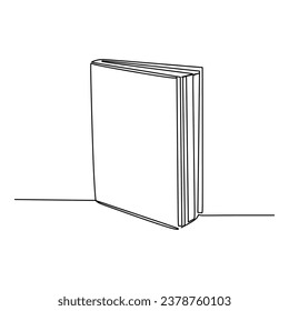 Standing book continuous one line drawing. Vector illustration isolated on white background. Minimalist design handdrawn.