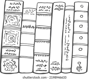 Standing Books Sketch. Hand Drawn Library Icon