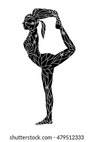 standing bow back bend 1 leg yoga pose 7 chakra vector flower floral drawing hand drawn zentangle illustration design