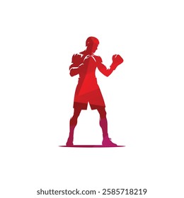 Standing Boxing Men Vector Illustration 