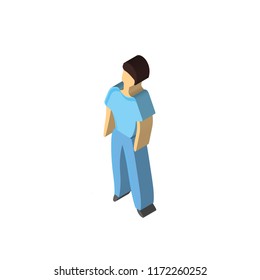 Standing boy isometric left top view 3D icon