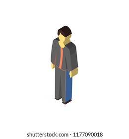 Standing boy isometric left top view 3D icon