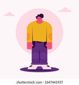 Standing boy in jean and t-shirt
