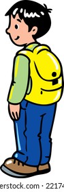 Standing boy or schoolboy with a bag