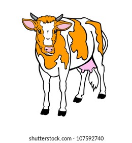 Standing Brown Cow Isolated On White Stock Vector (Royalty Free ...