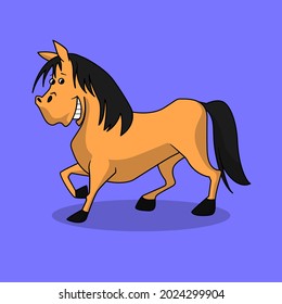 Standing Brown Horse Vector Illustration