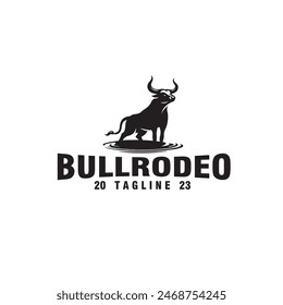 standing bull silhouette logo design vector illustration