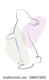 Standing bunny rabbit contour line drawing isolated vector icon