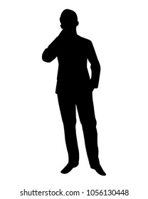 Standing business man silhouette vector