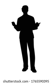 Standing business man silhouette vector on white 