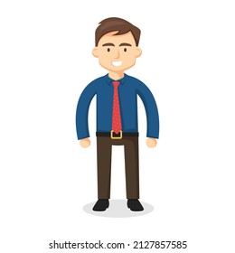 Standing business man in trendy flat style, person concept vector illustration, EPS10, UI, color simple graphic design.