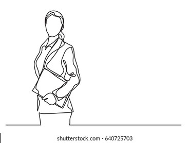 Standing Business Woman - Continuous Line Drawing