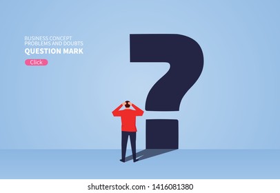 Standing businessman and his question mark shadow