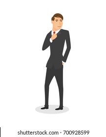 Standing businessman isolated vector on white background