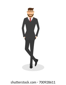 Standing businessman isolated vector on white background