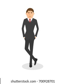 Standing businessman isolated vector on white background