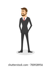 Standing businessman isolated vector on white background