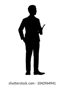 Standing businessman silhouette vector