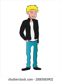 Caricatura permanente Wink Eye con camiseta y Jean	