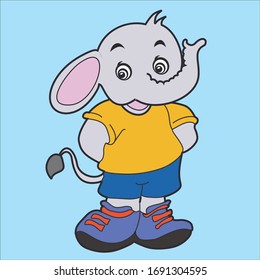 elefante en pie de caricatura para la escuela de juego