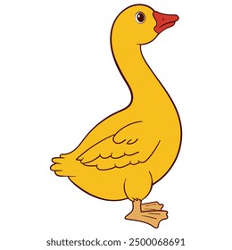 Standing Cartoon Goose with Long Neck Illustration