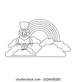 standing cartoon leprechaun on cloud rainbow