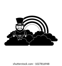 standing cartoon leprechaun on cloud rainbow