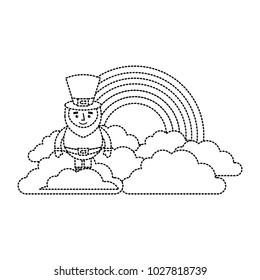 standing cartoon leprechaun on cloud rainbow