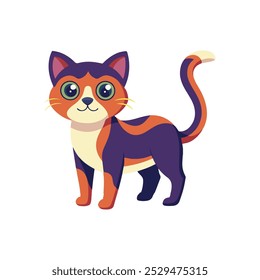 Standing cat illustration, cute feline, curious pose, adorable pet, playful animal, cat art. 