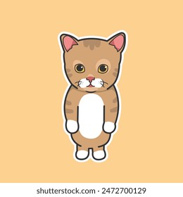 Standing Cat Meme Sticker Vector Cute Illustration