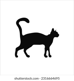 Un arte vectorial de silueta de gato de pie.