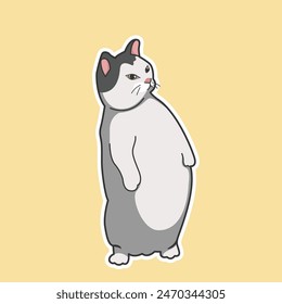 Standing Cat Vector Cute Illustration