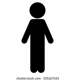 Standing Character vector icon. Style is flat symbol, black color, rounded angles, white background.
