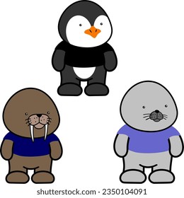 standing chibi animals character cartoon pack collection in vector format