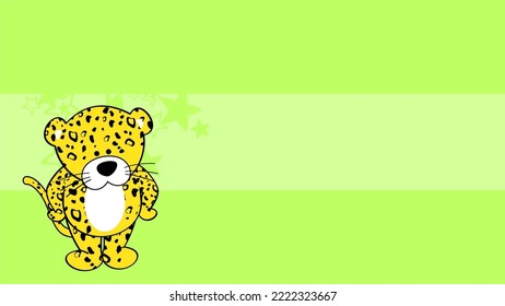 standing chibi leopard kid cartoon background. illustration in vector format