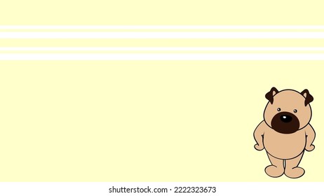 standing chibi pug dog kid cartoon background. illustration in vector format