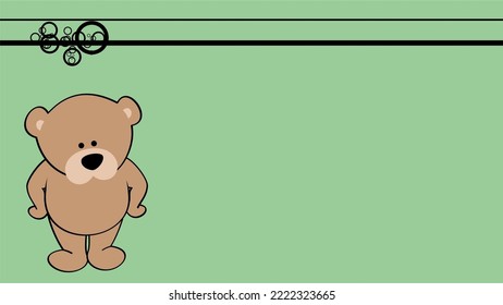 standing chibi teddy bear kid cartoon background. illustration in vector format