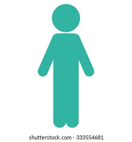 Standing Child vector icon. Style is flat symbol, cyan color, rounded angles, white background.