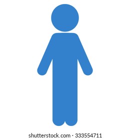 Standing Child vector icon. Style is flat symbol, cobalt color, rounded angles, white background.