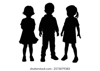 Standing Children Silhouettes for Creative Projects

