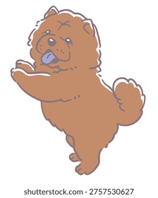 Standing Chow Chow, cute vector illustration.