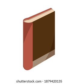 standing closed paper book with shadow learning vector illustration
