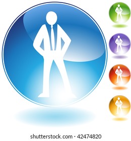 Standing concept crystal icon isolated on a white background.