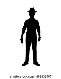 Standing cowboy silhouette vector
