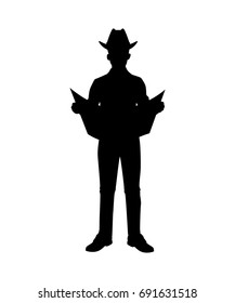 Standing cowboy silhouette vector