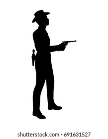 Standing cowboy silhouette vector