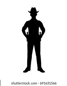 Standing cowboy silhouette vector