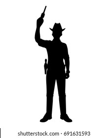 Standing cowboy silhouette vector