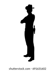 Standing cowboy silhouette vector