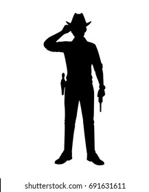 Standing cowboy silhouette vector